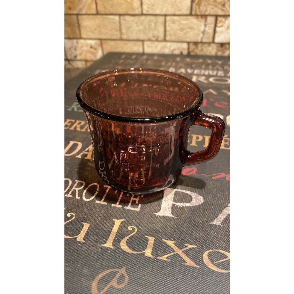Vintage Set of 3 Fortecrisa 3" Purple / Amethyst - Ribbed Glass Mugs Forte Crisa